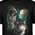 thumbnail image 3 of Teelocity Men's Funny Retro Picture Three Cats with Moon Black Relaxed Fit Short Sleeve Graphic T-Shirt, 3 of 3