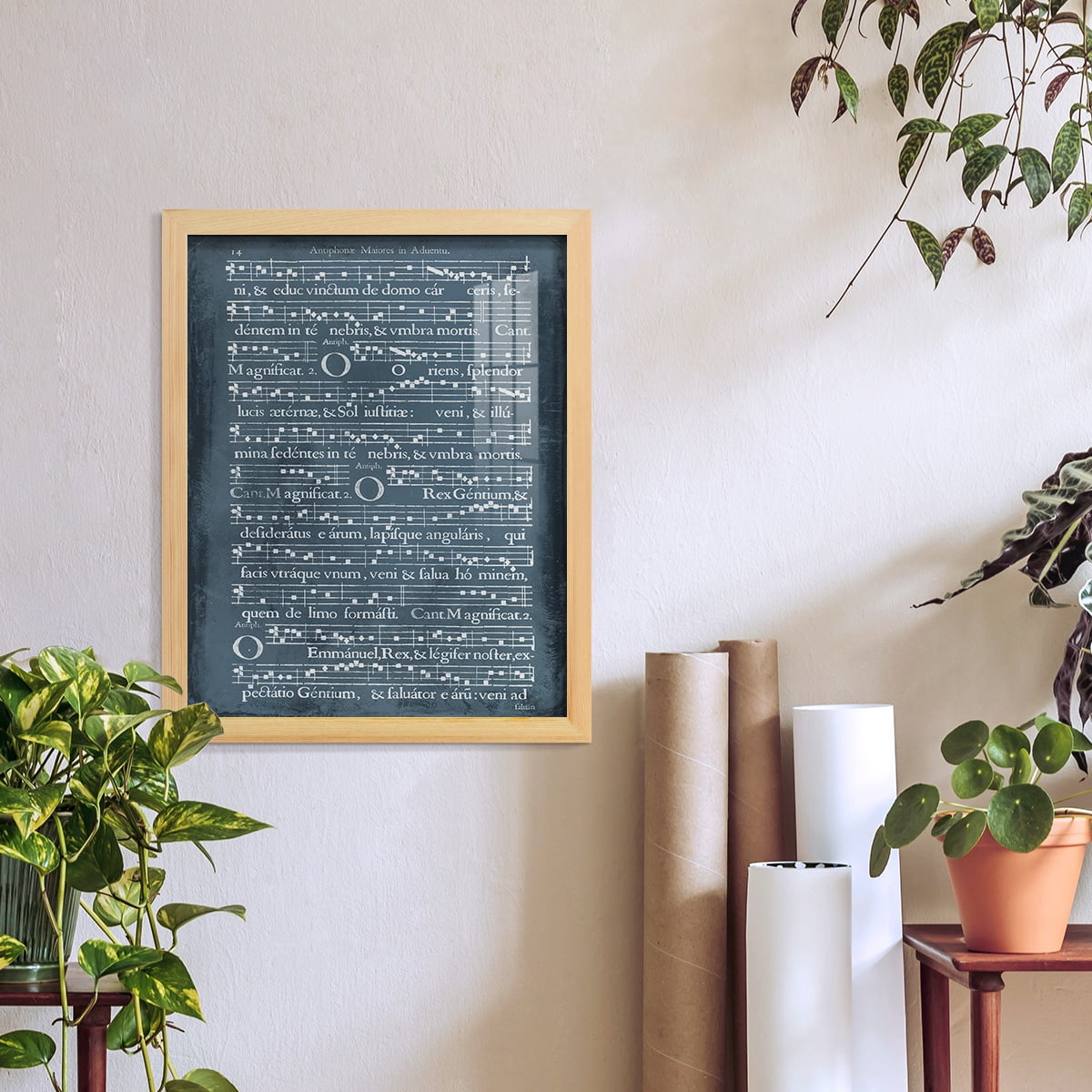 Graphic Songbook IV -Framed Print w/glass-Natural Wood