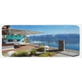 thumbnail image 1 of Modern Kitchen Mat, Lake View with Snowy Peak Mountain and Ocean Seascape Balcony House Image, Plush Decorative Kitchen Mat with Non Slip Backing, 47" X 19", Sky Blue and Brown, by Ambesonne, 1 of 1