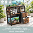 thumbnail image 5 of Rustic Brown 20-29Gallon Aquarium Stand with Charging Station and Storage Drawers, 5 of 8