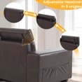 thumbnail image 5 of Balichun Modern Sofa with Adjustable Headrest Brown PU Leather Upholstered Sofa Couch with Side Pocket Oversized 3 Seat Couch for Living Room, Bedroom, Apartment, Office, 5 of 11