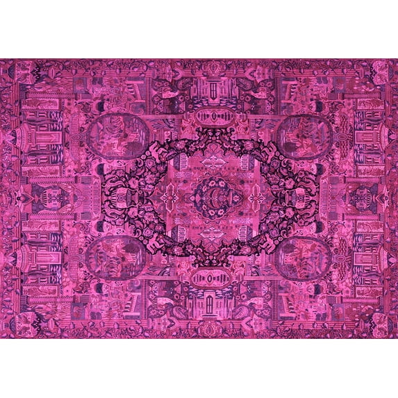 Ahgly Company Indoor Rectangle Animal Pink Traditional Area Rugs, 5' x 7'