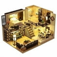 thumbnail image 2 of CREATBEAUT 1set Handmade Wooden Dolls' rooms Kit Dolls' rooms Miniature Including Bedroom Bathroom Living Room Kitchen Stairway and furnitures Birthday and Valentine's Day Gift, 2 of 8
