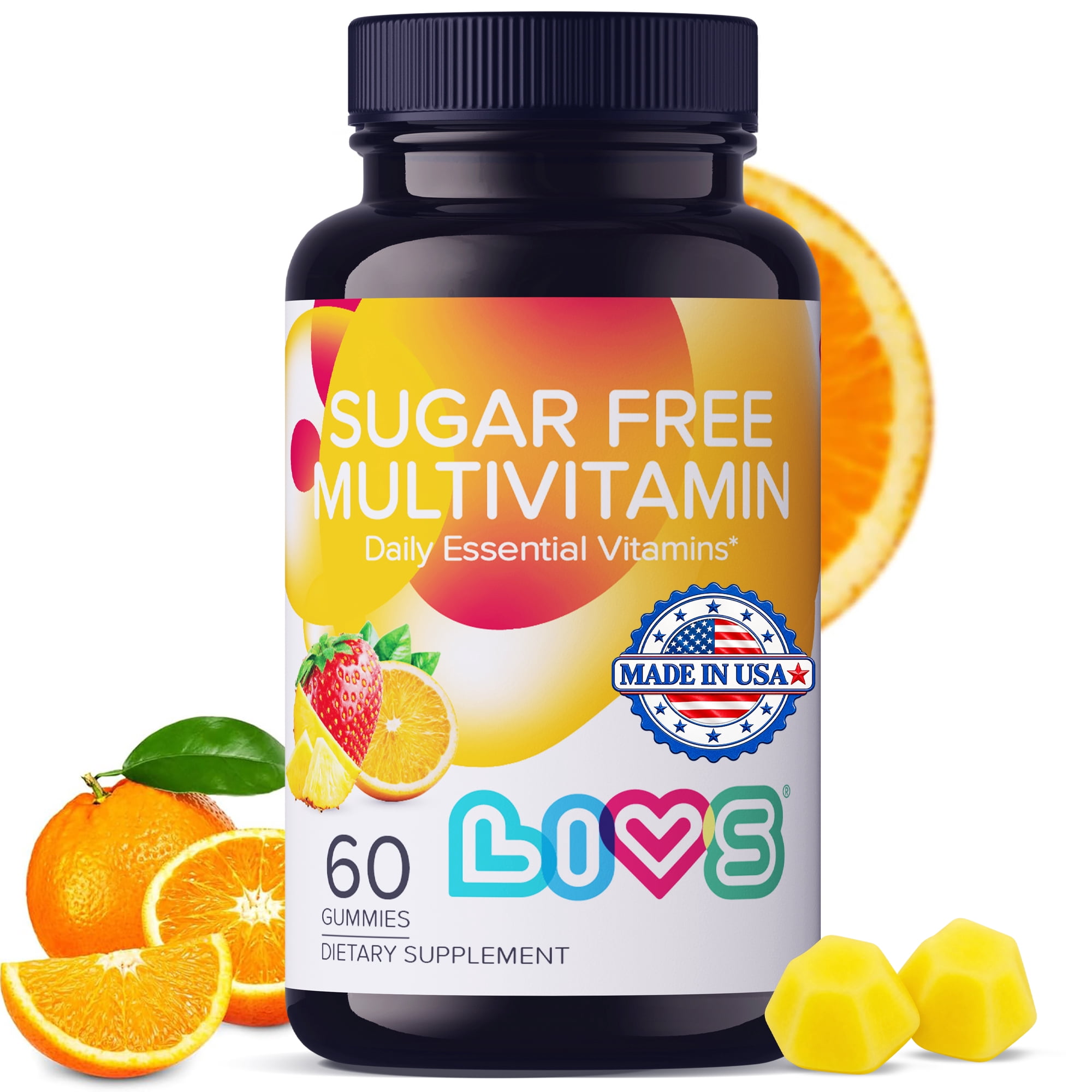 LIVS Sugar Free Multivitamin Gummies for Adults & Kids – Vegan Gummy Vitamin with A, C, D, B-Complex (B3, B5, B6, B12), Biotin & Zinc | Multivitamin Supplements for Overall Wellness & Support - 60 Ct
