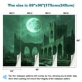 thumbnail image 3 of Peel and Stick Wallpaper Canvas Halloween Full Moon Scary Night Castle Spooky Bats Cemetery Green Modern Art Wall Mural Decor Self Adhesive and Removable 69in x 98in, 3 of 6
