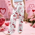 thumbnail image 4 of LWavelet Comfort Fabric Love Print Wide Leg Pants Women Valentine's Day Lounge Wear Light pink L, 4 of 6
