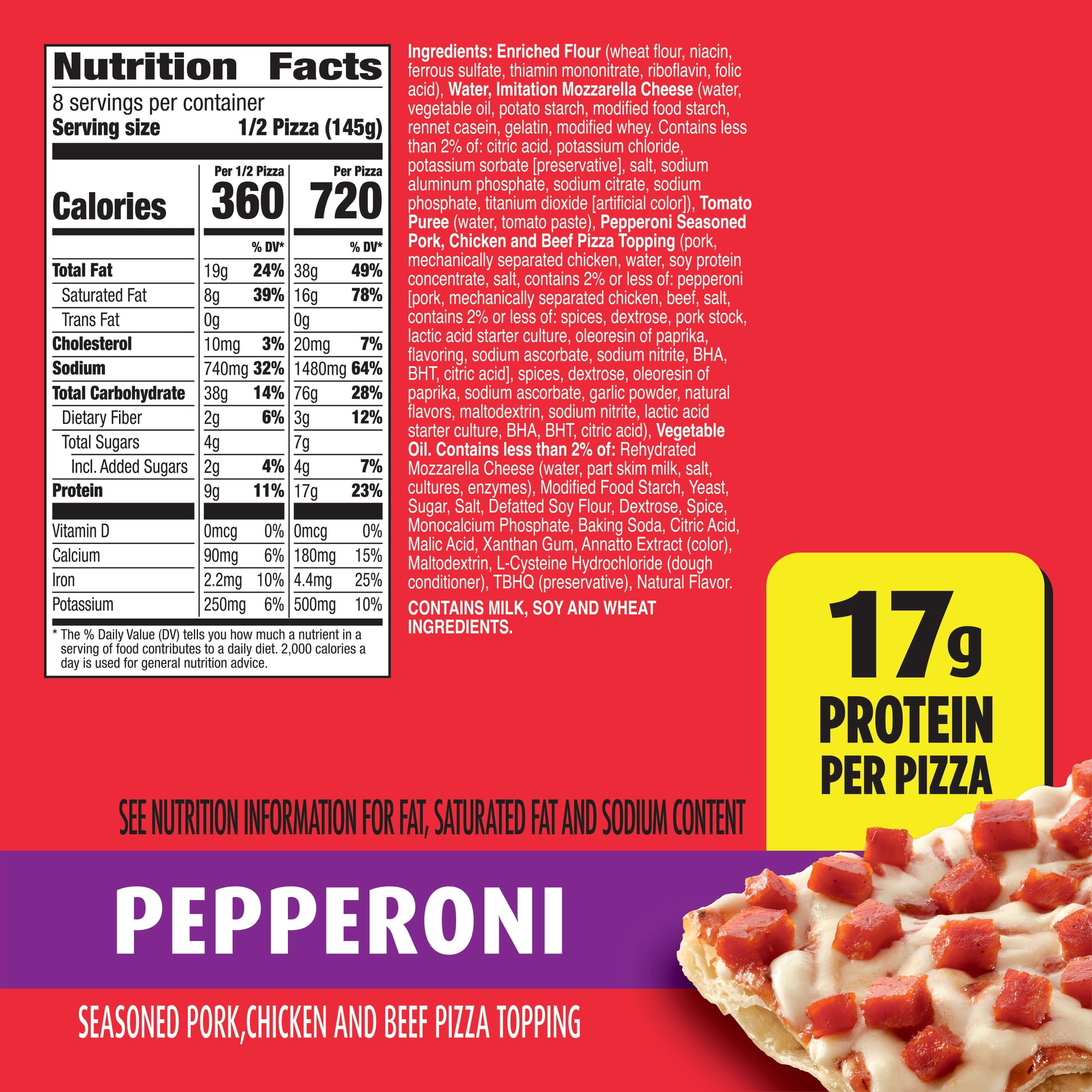 Totino's Party Pizza Pack, Pepperoni, Frozen Pizza, Frozen Snacks, 4 Ct, 40.8 oz