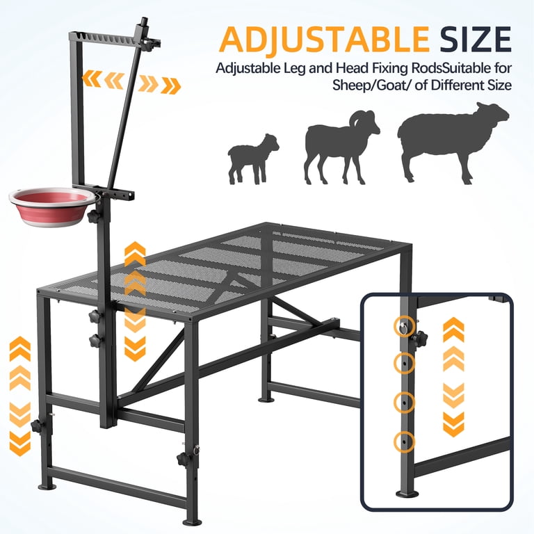 Fenbeli Goat Trimming Stand with Feed Bin, 600 lbs Capacity