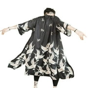 YM YOUMU Men Japanese Loose Long Kimono Yukata Outwear Bathrobe Cardigan Tops
