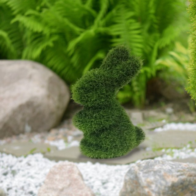 Pascua Moss Rabbit Figurine Simulación de espuma de musgo Moss Decoración de Conejito de Pascua Decoración de escritorio Decoración de Conejito para 2024 Spring Pascua