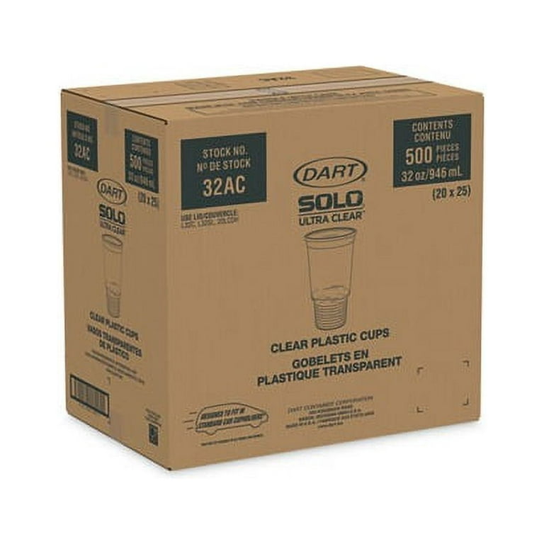 Dart Clear Pet Cold Cups 32 oz Clear 25/Bag 20 Bags/Carton