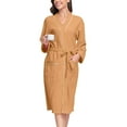 thumbnail image 5 of Plus Size Cotton Robes for Women Fuzzy Women's Nightgowns & Sleepshirts Oversize Length Women's Sleepwear House Womens Robe Yellow, 5 of 8