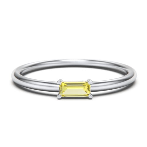 East-West Stackable Baguette Birthstone Ring - Citrine (November)