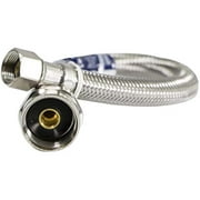 Everflow Supplies 27413-NL Lead Free Stainless Steel Braided Tank Supply Line with 3/8" Compression Fitting and 7/8" BC Brass Nut, 12"