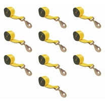 10 Pack 2" x 27' Winch Straps w/Flat Snap Hook - 3333lbs WLL - Yellow Heavy Duty 2 Inch Cargo Control Tie Down Straps for Flatbed Truck Utility Trailer