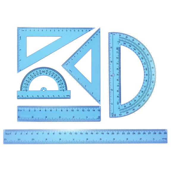 Uxcell 4pcs Triangular Ruler Set 15cm Plastic Metric Inch Ruler Geometric Protractor Triangle Ruler Engineering Scale