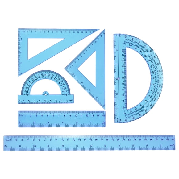 Uxcell 4pcs Triangular Ruler Set 15cm Plastic Metric Inch Ruler Geometric Protractor Triangle Ruler Engineering Scale