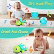 ANTIC DUCK Toddler Toys, Baby Toys 6-12 Months, Musical Light Up Learn Walk Crawling Toys, Early Educational Infant Toys for 1 Year Old Girls Boys Birthday Gifts
