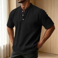 thumbnail image 5 of akafmk Mens Waffle Shirts Short Sleeve Crewneck T-shirts Button Front Sporty Daily Wear Summer Casual Shirts, Size XL, 5 of 8