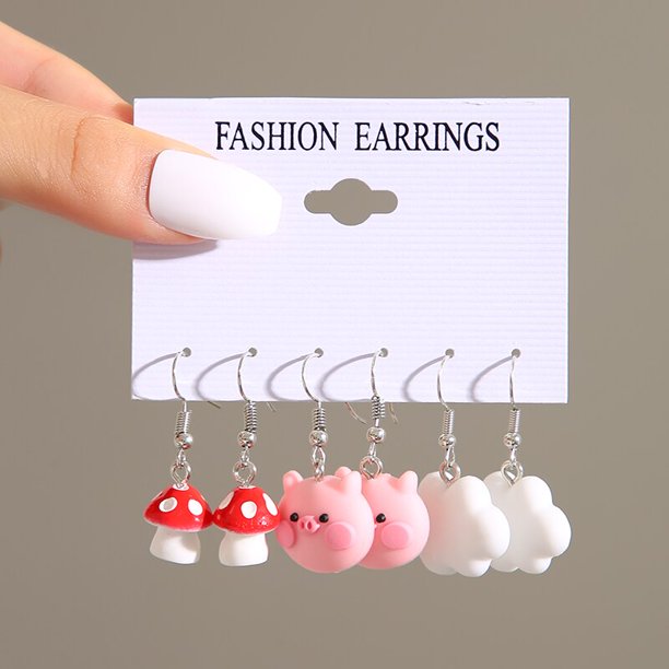 10 unids/set conjunto de pendientes colgantes de pato bonitos pendientes de gota de animales de hongo corazón de mariposa de dibujos animados para mujer niña niños regalos de joyería Tan Jianjun unisex