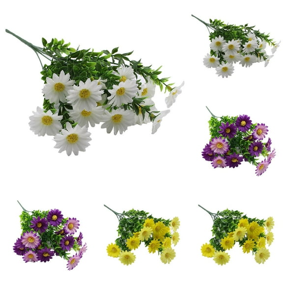 Casaio Artificial Flowers Artificial Daisies Silk Cemetery Flower Faux Plastic Memorial Bouquet For Hanging Window Box Table Centerpieces Decor Faux Flower Bouquet