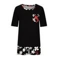 thumbnail image 4 of HaoXianJian Pajama for Women 2 Piece Relaxed Fitted Short Sleeve Tops and Shorts Soft Sleepwear White & Black Pajama with Che Pocket for Women, 4 of 5