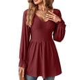 thumbnail image 1 of Blusas de mujer de manga larga, camisas de mujer de manga larga, blusas tipo jersey, blusas de mujer con cuello en V, elegantes, sencillas, de gran tamaño, 1 of 5