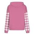 thumbnail image 5 of YOIAVAIOY Womens Color Block Hoodies Checkered Sleeves Hooded Sweatshirt Trendy Casual Pullover Hoodie with Kangaroo Pocket Pink XXXL, 5 of 6