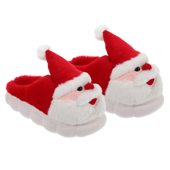 LOLIPPYY Cozy Winter Slippers with Santa Claus Ages, Red Cloth Warm Footwear