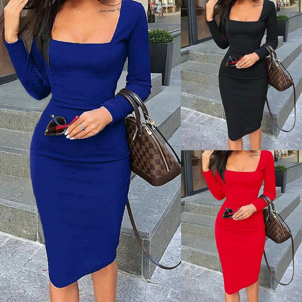 womens long sleeve bodycon dress