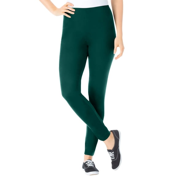 Woman Within Plus Size Petite Stretch-Cotton Knit Pull-On Leggings