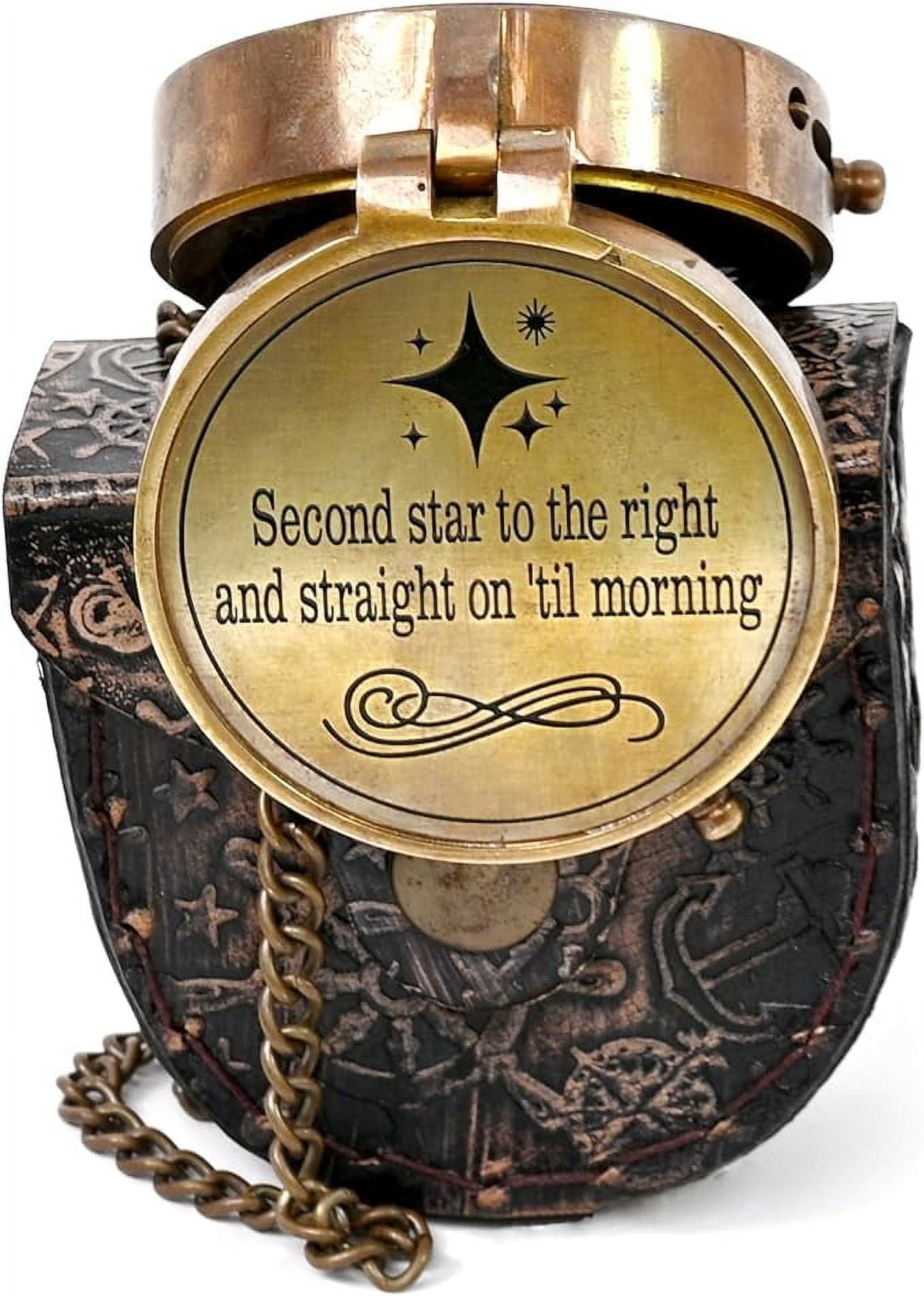 Maritime treasures Instruments Engraved Compass, Customized Brass Compass for Anniversary, Birthday, Graduation Day, Confirmation Gift, Valentine Gift, Parting Gift, Sailor Gift - Peter-Pan