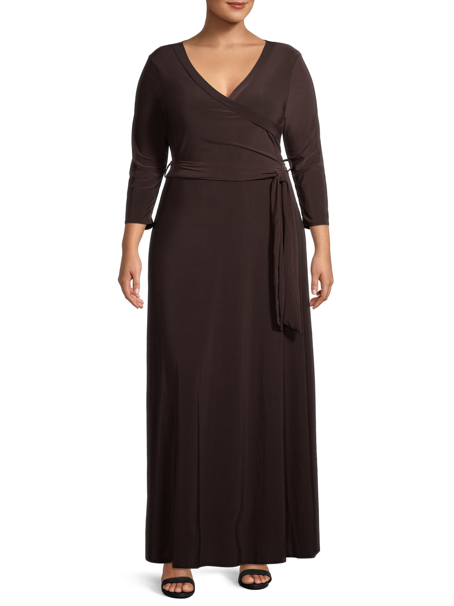 ella samani women's plus size short sleeve maxi wrap dress Ella Samani Plus Size Wrap Dress - Maxi Length