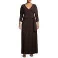 thumbnail image 2 of Ella Samani Plus Size Wrap Dress with ¾-Sleeves, 2 of 6