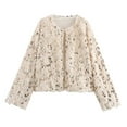 thumbnail image 2 of ClodeEU Women's Sequin Jacket ,Oversized Long Sleeve Faux Fur Coat with Sequin,Fashion Sequin Jacket White,Womens Plus L, 2 of 8
