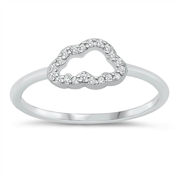 Clear Cubic Zirconia Open Cloud Ring Sterling Silver Size 6