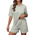 thumbnail image 2 of Lindreshi Womens 2 Piece Outfit Summer Women's Fashion Shorts Two-Piece Color Short Sleeve Casual Suit, 2 of 6