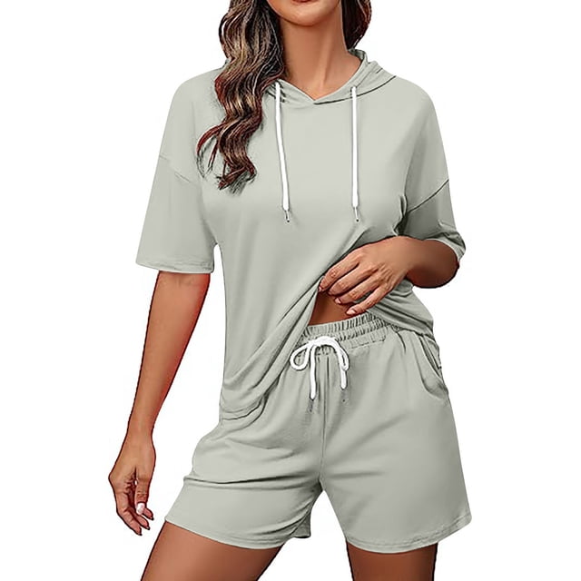 Fankiway Ensemble Décontracté Deux Pièces pour Femmes, Shorts de Mode, Couleur, Manches Courtes, Ensemble de Vêtements pour Femmes, Tenues pour Femmes, Ensemble 2 Pcs