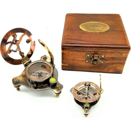 “West London 2.5″ Solid Brass Sundial Compass – Vintage Nautical Decor with Adjustable Screw Legs”