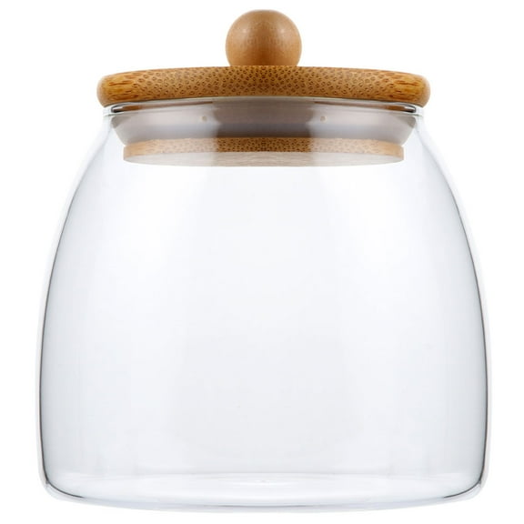 Wooden Ball Lid Glass Jar Wedding Candy Condiment Storage Coffee with Lids Bamboo