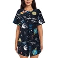 thumbnail image 1 of Balery Space Conjunto de Pijama para Mujer con Estampado, Dos Piezas de Manga Corta y Shorts, Ropa de Dormir Suave con Cuello Redondo y Bolsillos-Medium, 1 of 6