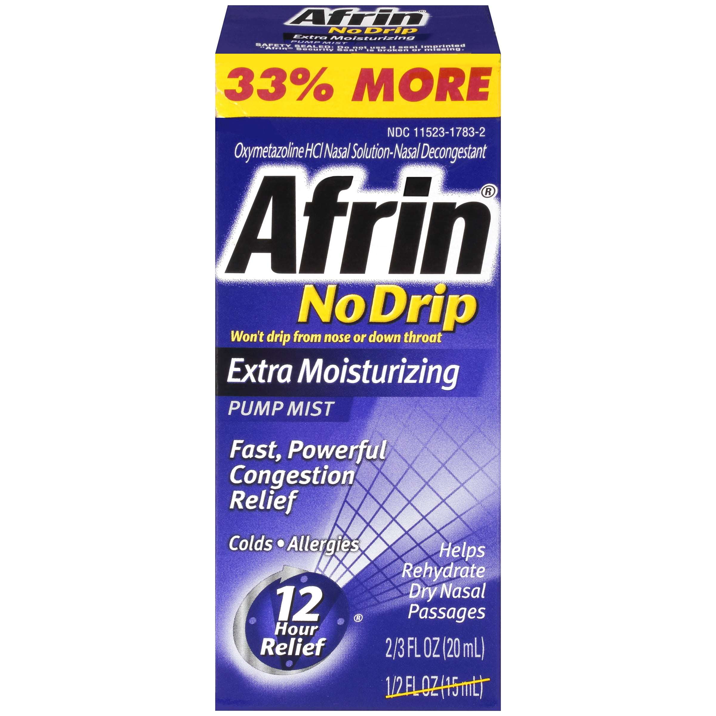 Afrin® No Drip Extra Moisturizing Nasal Decongestant Pump Mist 0.666 fl. oz. Box