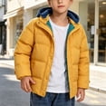 thumbnail image 2 of Fesfesfes Boys Detachable Hood Puffer Jacket Full Zip Winter Coat, Solid Color Warm Outdoor Outerwear for Kids School Daily Wear Ages 3-12 Years, 2 of 7