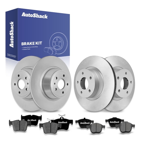 AutoShack Front & Rear Brake Rotors Premium Ceramic Brake Pads | Replacement For 2017-2019 Ford Escape 1.5L 2.5L FWD | Coated | 12-PC Brake Kit | ArmorStop