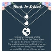 First Day of School Gifts Mom Daughter Necklace Set for Mom Mommy and Me Matching Cutout Heart Pendant Necklace Jewelry