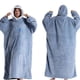 thumbnail image 2 of Guardurnaity Manta suéter con capucha de invierno para parejas mangas cálidas y cómodas con bolsillos manta albornoz Pijama azul, 2 of 6