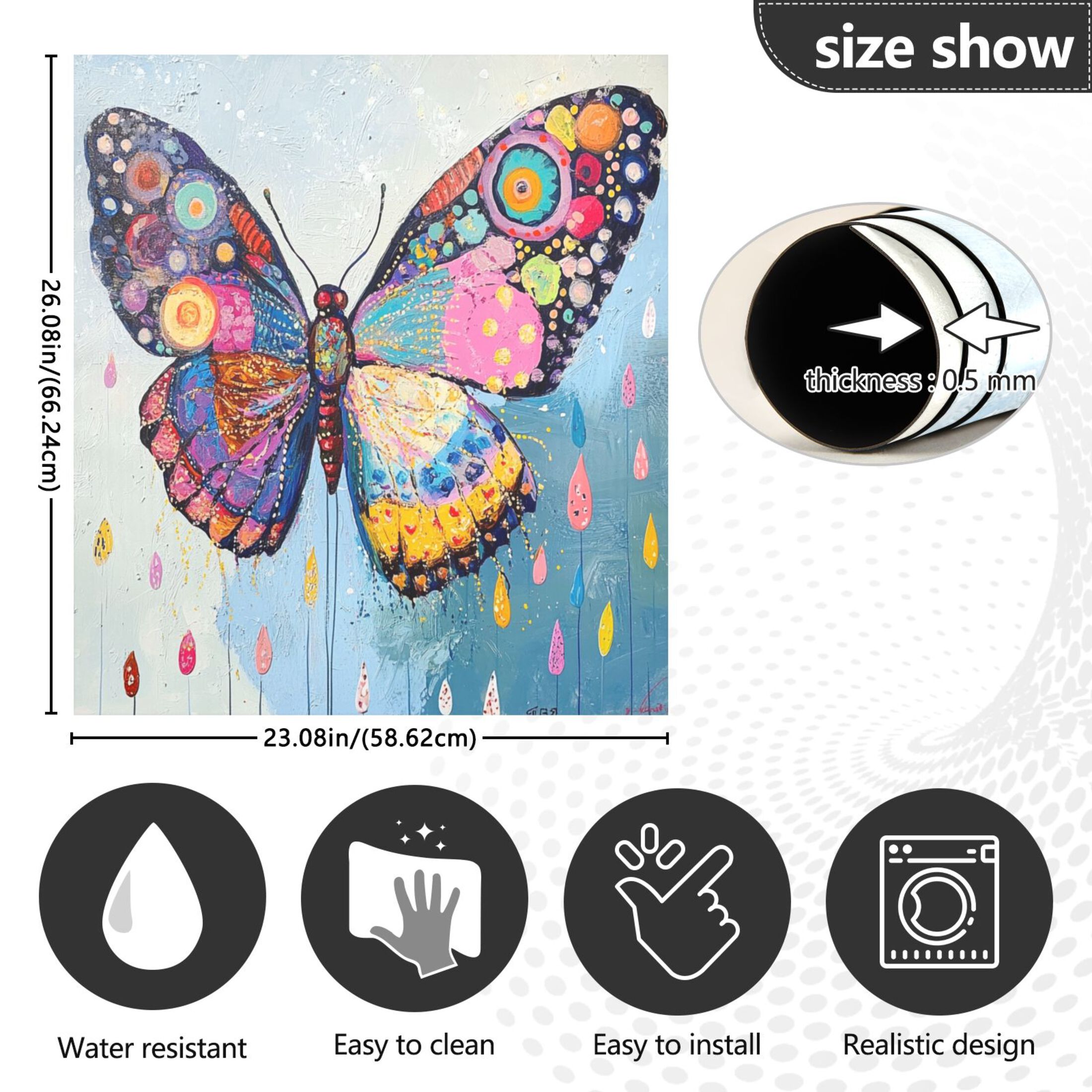 Dishwasher Magnetic Sticker 23x26 Inch Refrigerator Magnetic Sticker Washing Machine Magnetic Sticker Kitchen Panel Magnetic Sticker Home Decor Cool Colorful Butterflies