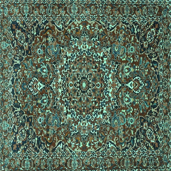 Ahgly Company Indoor Square Persian Turquoise Blue Traditional Area Rugs, 6' Square