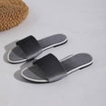 thumbnail image 4 of Samdudou Slide Sandals for Women Open Toe Flat Slides Smooth Velvet Single Band Slip On Shoes Minimalist Low Profile Footbed Sandals for Indoor Outdoor Lounge, 4 of 9