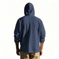 thumbnail image 4 of WTOBBYMen's Linen Hooded Drawstring Cover Up Shirt, UPF Sun Protection Long Sleeve for Beach Fishing Sports & Casual Outdoor Activities with Loose Fit Design,Navy 2XL, 4 of 5